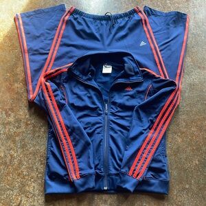 Vintage Adidas Blue & Orange Three Stripe Track Jacket & Pants Size Medium